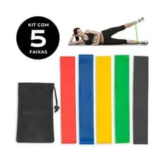 Kit Mini Band 5 Níveis de Resistência Treinamento Funcional - RB Fitness