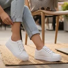 Tênis Feminino Casual Confortável Macio Básico branco preto rose Sapatênis Feminino
