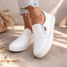 Tênis Feminino Casual Sapatenis Slip On Com Ziper Delicado Calce Facil Sapatilha Macia Leve Iate Moderno Sapatenis