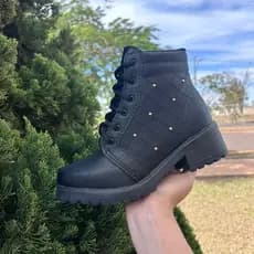 Coturno Feminino Bota Tratorada Cano Baixo Com Bordado Ultra Confortável Blogueira Salto Baixo Bloco Tratorado