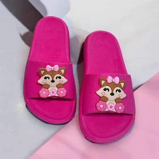 Chinelo Nuvem Infantil Menina Raposa Slide Conforto Macio Leve Chinelo Feminino Escolar Kids