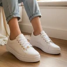 Tênis Casual Feminino Básico Sapatenis Confortável Macio Elegante Detalhe Cadarço Esportivo e Social