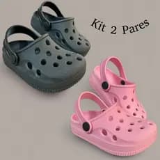 Kit 2 Pares Sandália Infantil Menina Detalhe Lateral Delicado Moderno Solado Tratorado Papete Babuche
