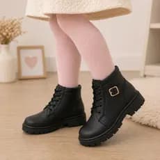 Bota Infantil Menina Detalhe Lateral Fivela Coturno Infantil Botinha Cano Baixo Confortável Tratorado Coutry
