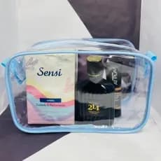 Necessaire inteira transparente e AZUL 23X15  Necessaire para viagem, Necessaire para Maquiagem