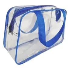 Nécessaire Azul Royal Transparente Média Organizador Cosméticos, Perfeita Para Enfemeiros.
