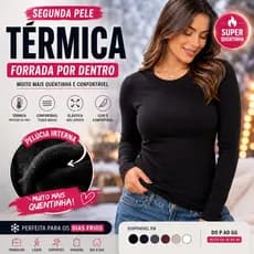 Blusa Segunda Pele Térmica Feminina Peluciada Manga Longa Inverno