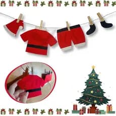 Guirlanda Varal Natalino Roupa Soft Papai Noel Decoração Enfeite de Natal para Porta Janela Vitrine