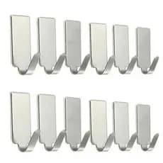Cabide Gancho Inox Adesivo Kit 12 Peças Cozinha Banheiro