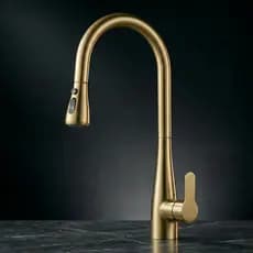 Torneira de Cozinha Ducha Extensível Monocomando Dourada Escovada