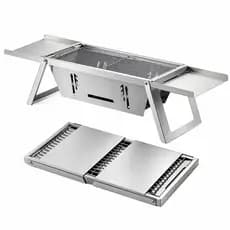 Churrasqueira Portátil Desmontável a Carvão Inox Escovado para camping área de lazer Flex Grill