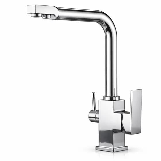 Torneira de Cozinha Gourmet Cromada Bica Dupla para Filtro Misturador Monocomando