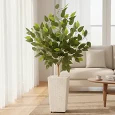 Planta Artificial Fícus Real Toque Com Vaso Decoração