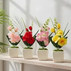 Arranjo De Flores Orquídeas Artificiais Kit 4 Decoração
