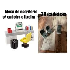 Miniaturas Mesa de Escritório e 30 cadeirinhas "Compatível com Lego"