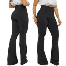 Calça Flare Suplex Flanelada Preta Cintura Alta Premium Boca de Sino Grossa Zero Transparência