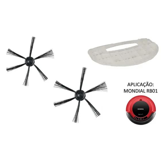 2 Escova 1 Filtro Robo Mondial Rb-01 Multilaser - Obaduster