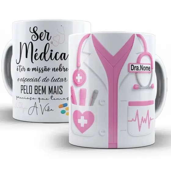 caneca xícara jaleco médico médica doutor doutora presente com nome melhor dr dra