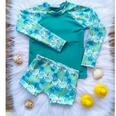 conjunto sunga boxer +blusa proteção solar uv + bebê/ Infantil meninos