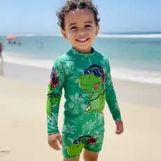 SUNGA BOXER Infantil e bebê + Blusa com Proteção Solar UV50+ CONJUNTO MENINO dinossauros