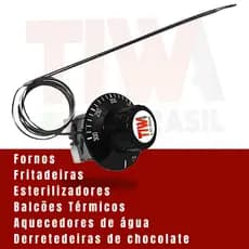 Termostato 50/300 30A Sem Bucha Forno Elétrico Bivolt Fritadeira Estufa Balcão Térmico Esterilizador
