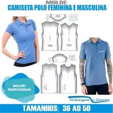 Kit Molde Camisa Polo Masculina E Feminina, Modelagem&Diversos, Tamanhos Pp Ao Gg
