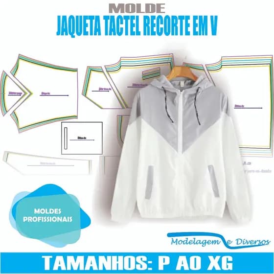 MOLDE JAQUETA TACTEL, MODELAGEM&DIVERSOS, P-XG, CORREIOS