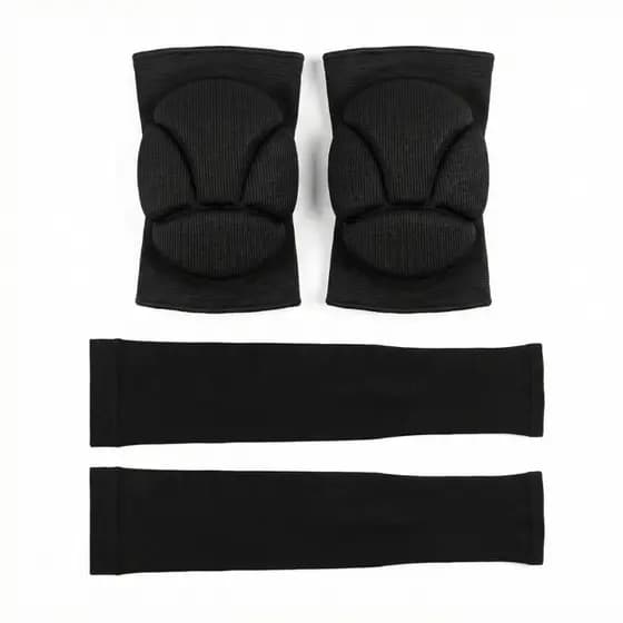 Kit Joelheira Vôlei Elástica e Manguito Preto Super Promoção