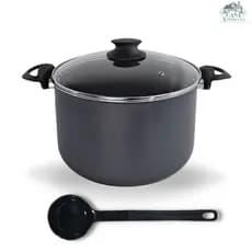 Caldeirão 26 cm GIGANTE Com Tampa de Vidro Antiaderente Com 5 Camadas De Teflon Cor Preto Grafite