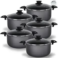 Jogo De Panelas Caçarolas Plus 16 a 24 Antiaderente 5 Camadas De Teflon Cor Preto Grafite