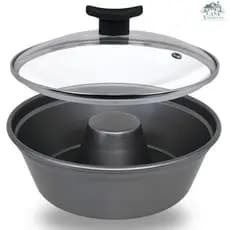 Forma de Pudim 25 Antiaderente Com 5 Camadas de Teflon e Tampa de Vidro Temperado