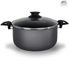 Panela Caçarola TAMANHO GRANDE 24 cm Tampa de Vidro Antiaderente 5 Camadas de Teflon Preto Grafite