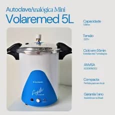 Autoclave Vertical 5L Volare Agile 220V Esterilizador Profissional 121ºC Clínicas Odonto Estética