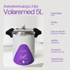 Autoclave Vertical 5L Volare Agile 127V Esterilizador Profissional Clínicas Odonto Estética Veterinária 121°C