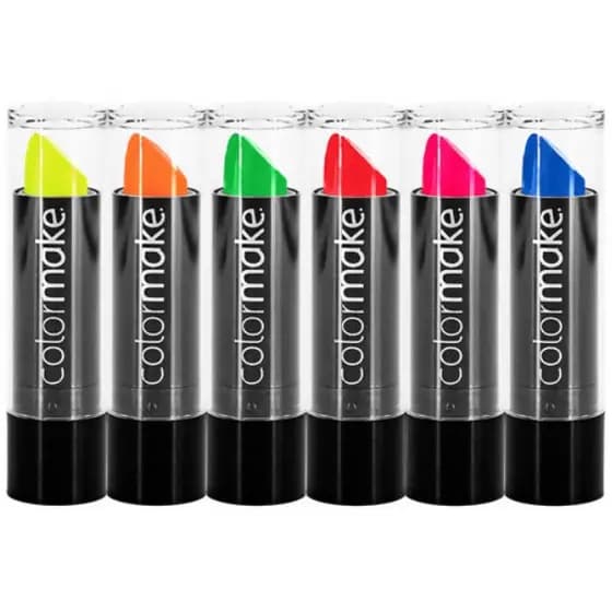 Batom Neon (Brilha na Luz Negra) Colormake - Batom Fluorescente - Maquiagem Artística - Batom Colormake Neon