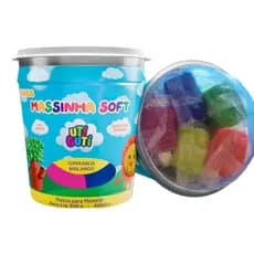 Massa de modelar c/ 5 cores 500g (Pote) - Massinha Uti Guti - Super macia - Amido - Brinquedo educativo