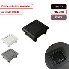 Caixa Universal Quadrada 2 Blocos Qtmov Branco Cinza Preto Sem Fundo Tomada HDMI USB RJ-45 Facility