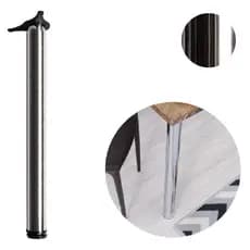Pé de Mesa Cromado Escovado Branco Preto 60x730mm com Regulagem para Móveis Aço Tubular