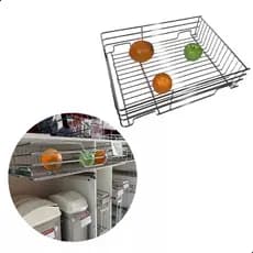 Gaveta Fruteira Cromada Deslizante Jomer com Trilhos 570x110x450mm Modulo Cozinha Aramada Cromado