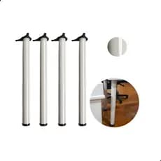 Kit 4 Pés de Mesa Cromado Escovado Branco Preto 60x730mm com Regulagem para Móveis