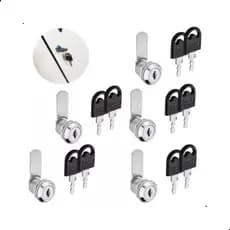 Fechadura para Gaveta, Porta e Armário de Aço 19x20mm – Kit com 5 Unidades e Chaves, Cromada