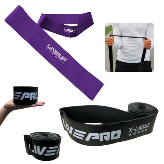 Kit Treino: Super Band + Mini Band Tensões Super Forte para Exercícios Liveup Sports