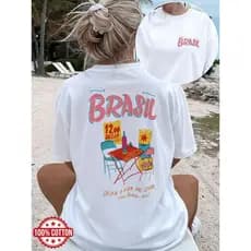 Camiseta Feminina - A Alma do Brasil - Samba Boteco Cadeiras e Mesa “Deixa a Vida me Levar”