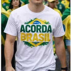 Camiseta Acorda Brasil 2026 Movimento Social Patriotismo Nacionalismo Camisa 100% Algodão Fio 30.1