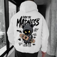 Moletom Canguru Com Capuz Streetwear Urso Skate Enjoy The Madness Casaco Inverno Premium Unissex