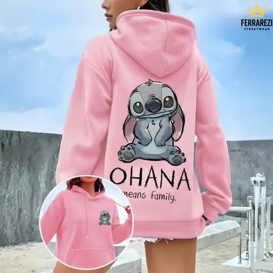Blusa Moletom Stitch Ohana Original Streetwear Algodão Minimalista Casaco de Frio Unissex Premium