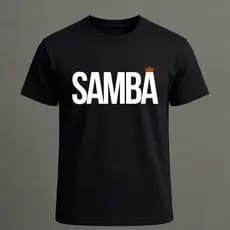Camiseta Masculina Básica Estampa Samba Com Coroa Premium Lançamento
