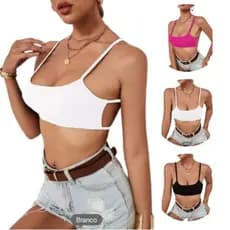Kit 2 Top costa nua fitness academia treino
