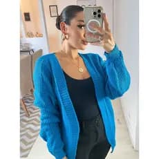 Cardigan Maxi Kimono Inverno Manga Pipoca Bufante Lançamento