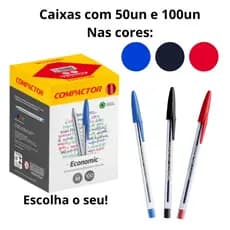 Caneta Azul Preta Vermelha Esferográfica Economic 1.0mm  - Escolha Sua Cor e Quantidade 100 ou 50